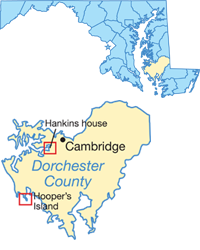 Map of Dorchester County and locations of the photographs