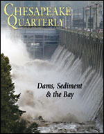 issue cover - The Conowingo Dam opened its gates to alleviate flooding on September 9, 2011, as Tropical Storm Lee swept through the area. Photograph by Patrick Semansky, Associated Press.